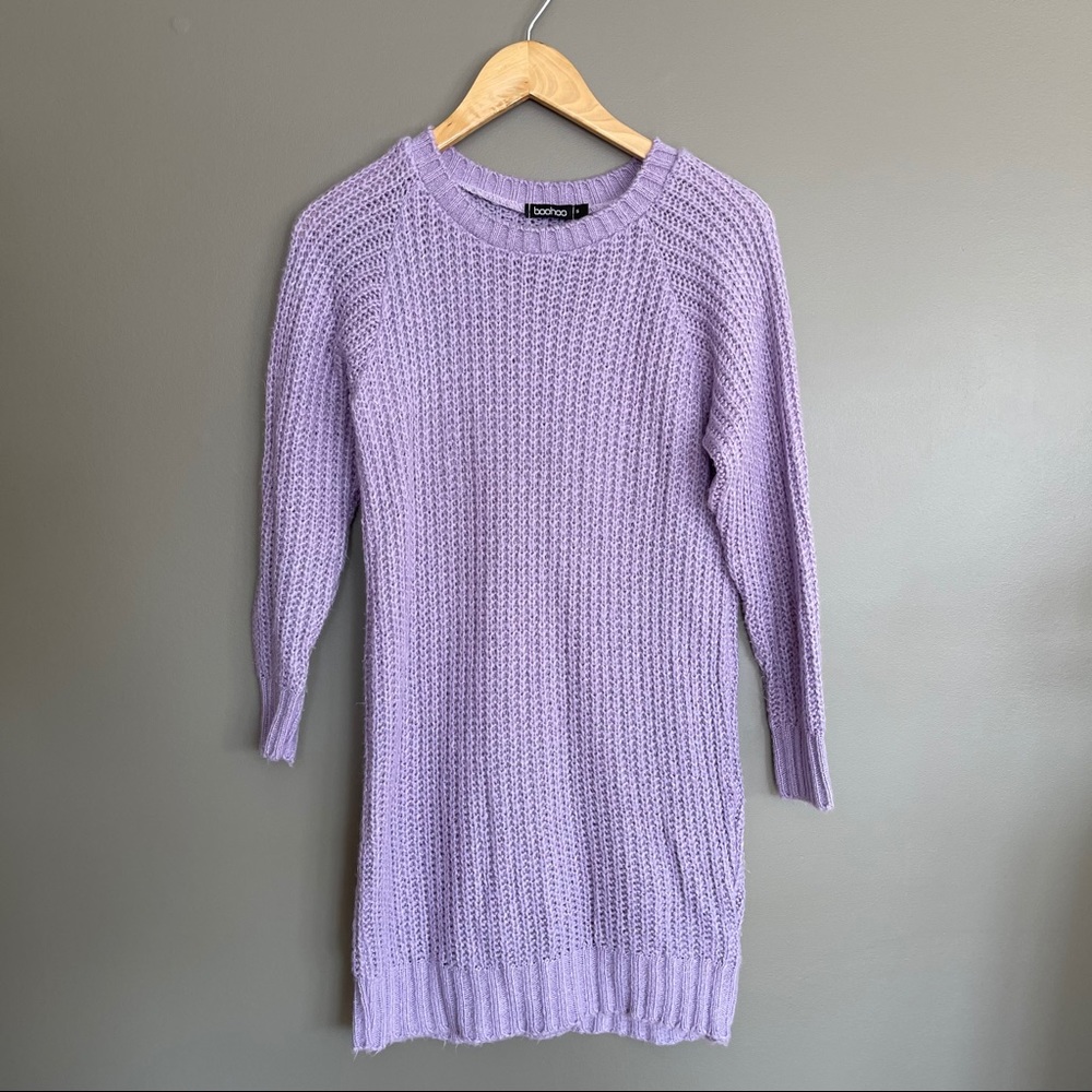 Boohoo Maria Purple Knit Jumper Sweater Dress Sm - Picture 6 of 14